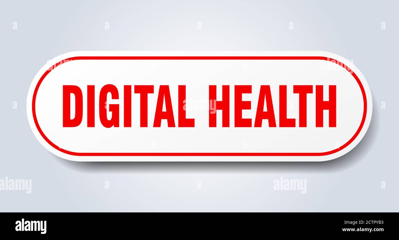 digital health sign. rounded isolated sticker. white button Stock ...