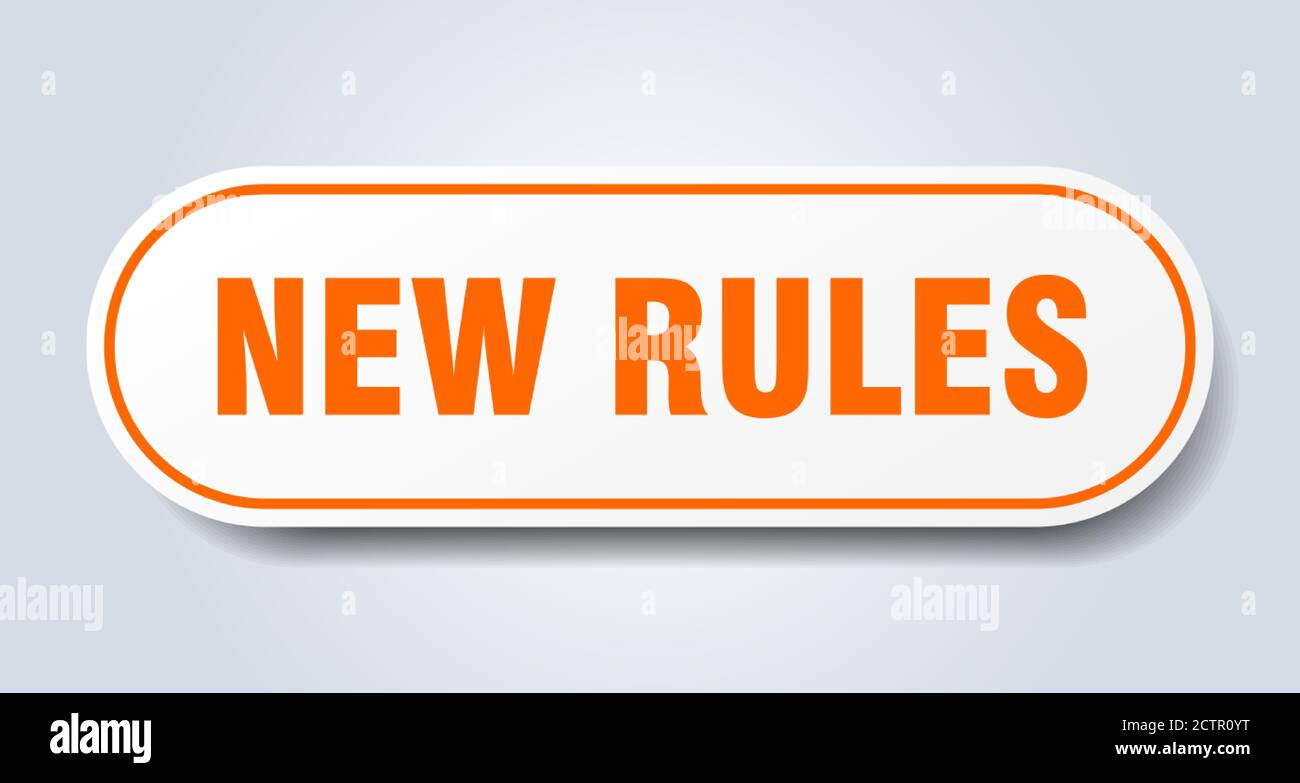 new rules sign. rounded isolated sticker. white button Stock Vector