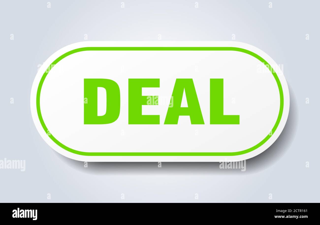 deal sign. rounded isolated sticker. white button Stock Vector Image ...