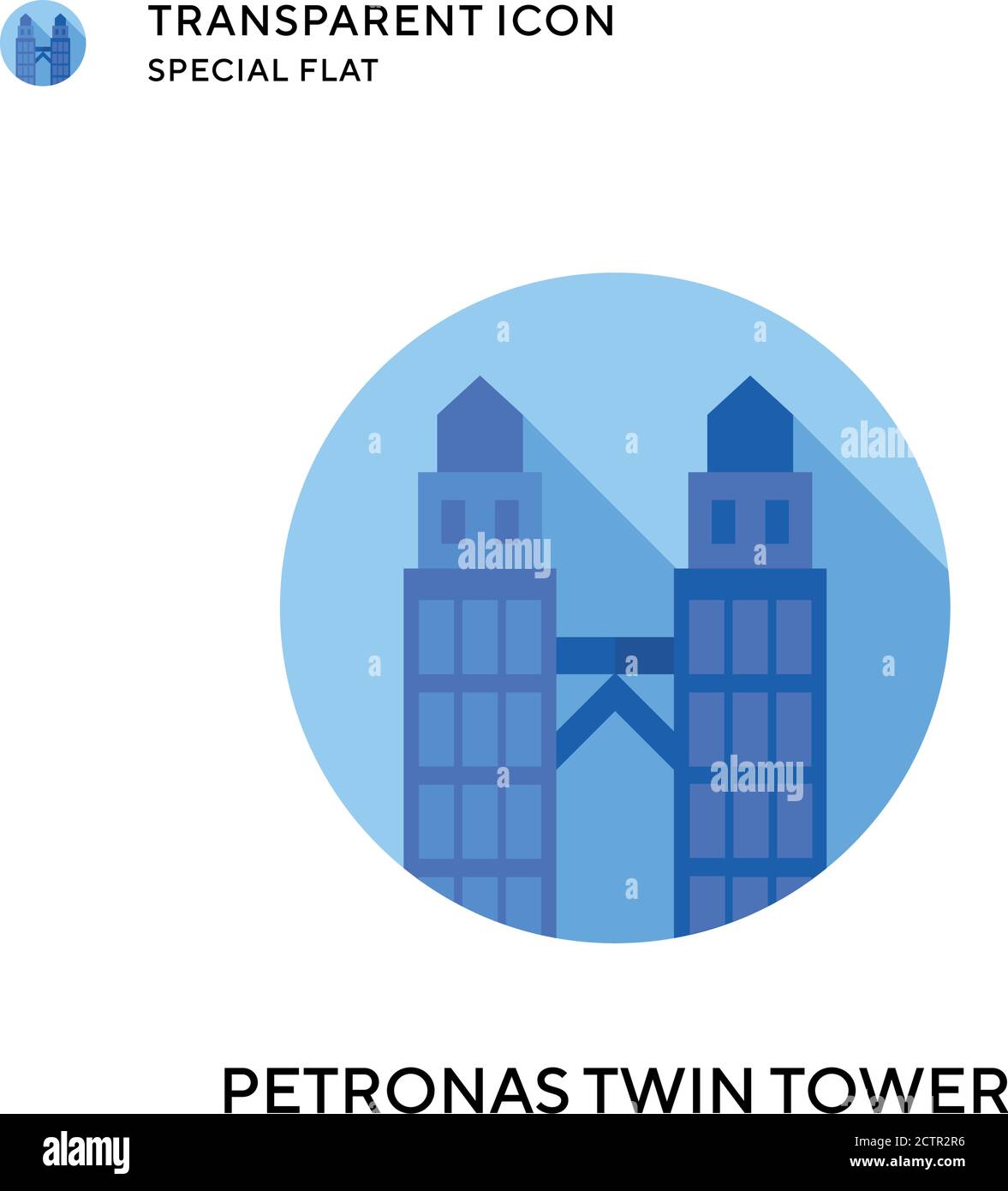 Petronas twin tower vector icon. Flat style illustration. EPS 10 vector. Stock Vector