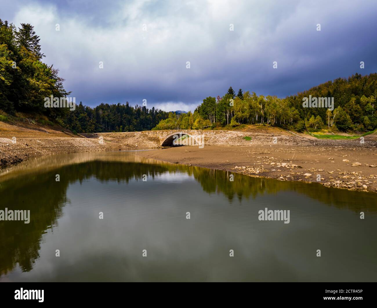Carov most stone bridge normally under water near Lokvarsko Lokve lake and Mrzla vodica in Croatia Europe Stock Photo
