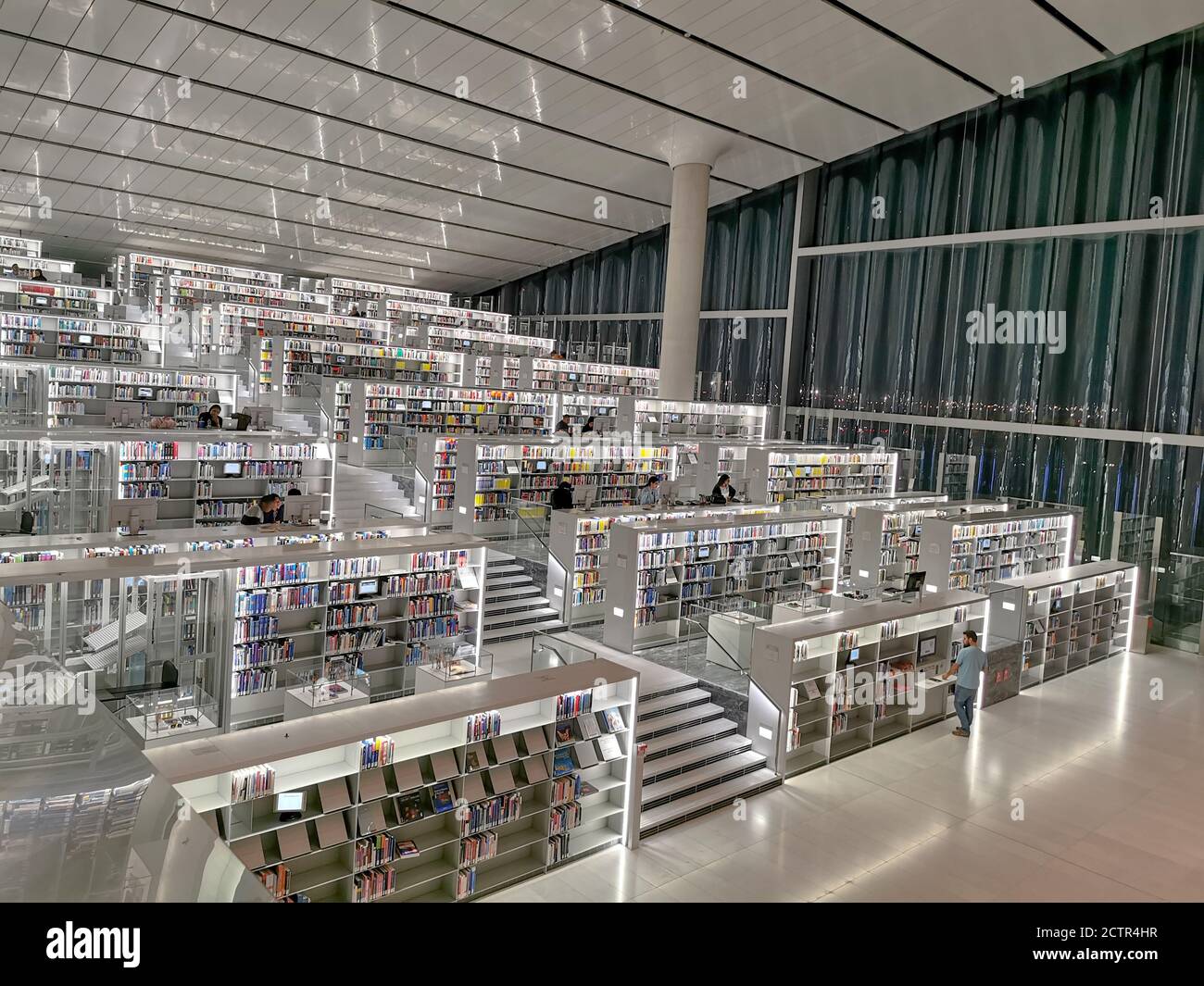 Doha / Qatar – October 9, 2018: Interior of the National Library of Qatar in the Qatari capital Doha,Qatar. Stock Photo