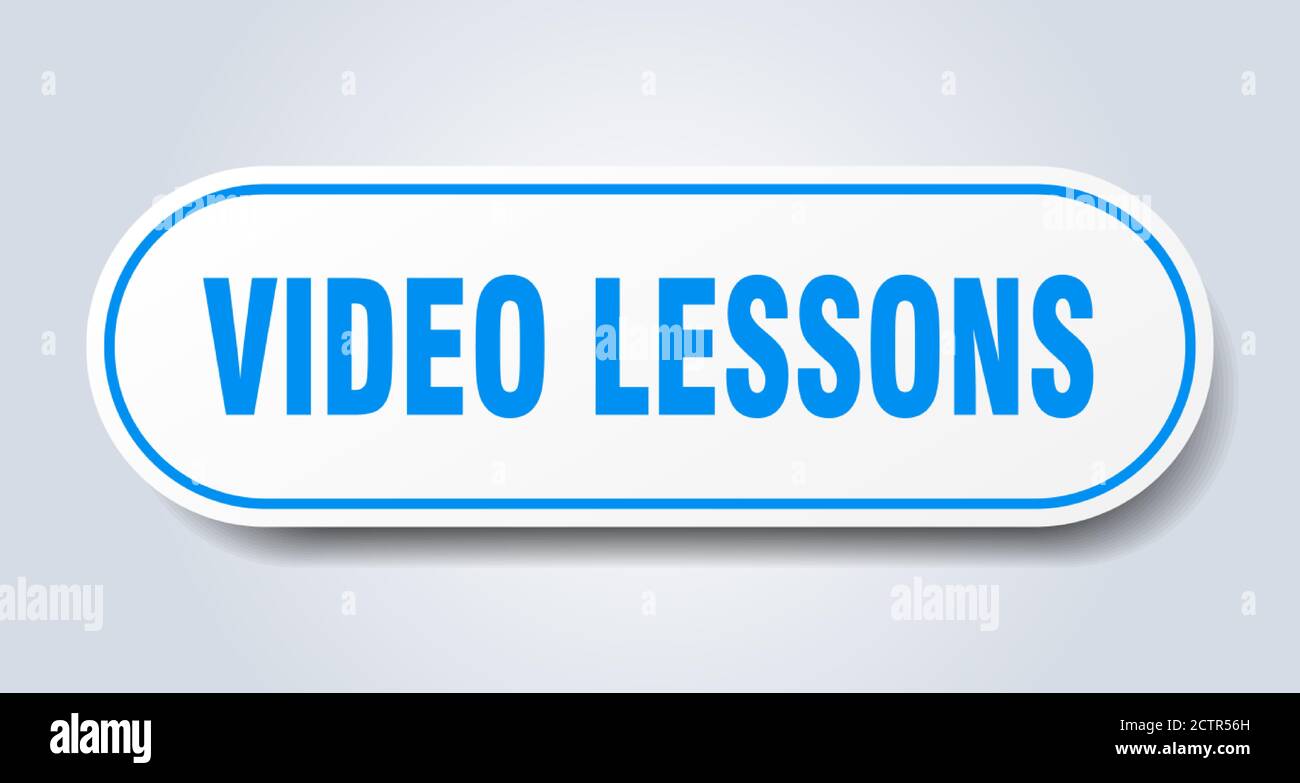 video lessons sign. rounded isolated sticker. white button Stock Vector