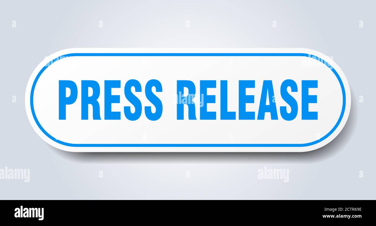 press release sign. rounded isolated sticker. white button Stock Vector ...