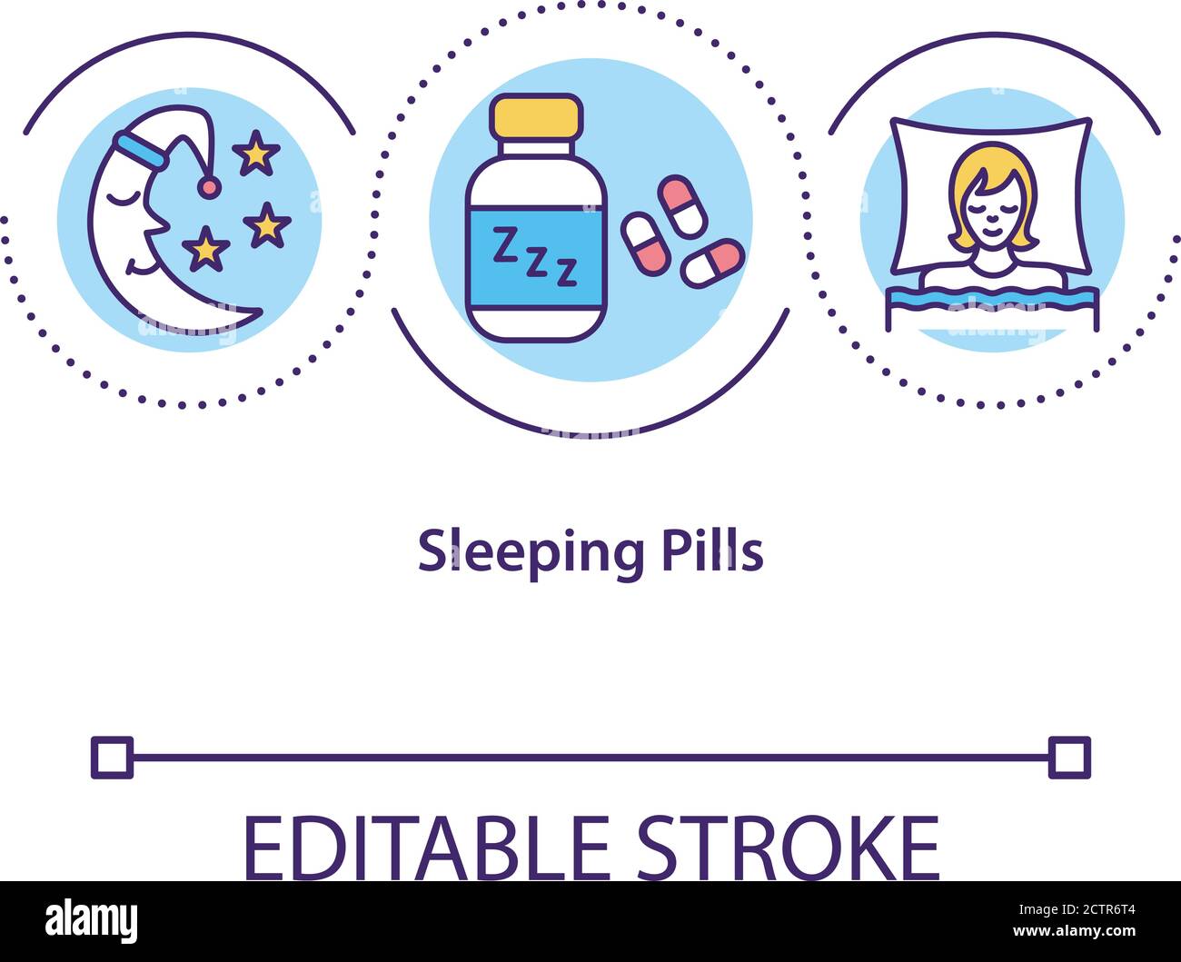 Sleeping pills concept icon Stock Vector
