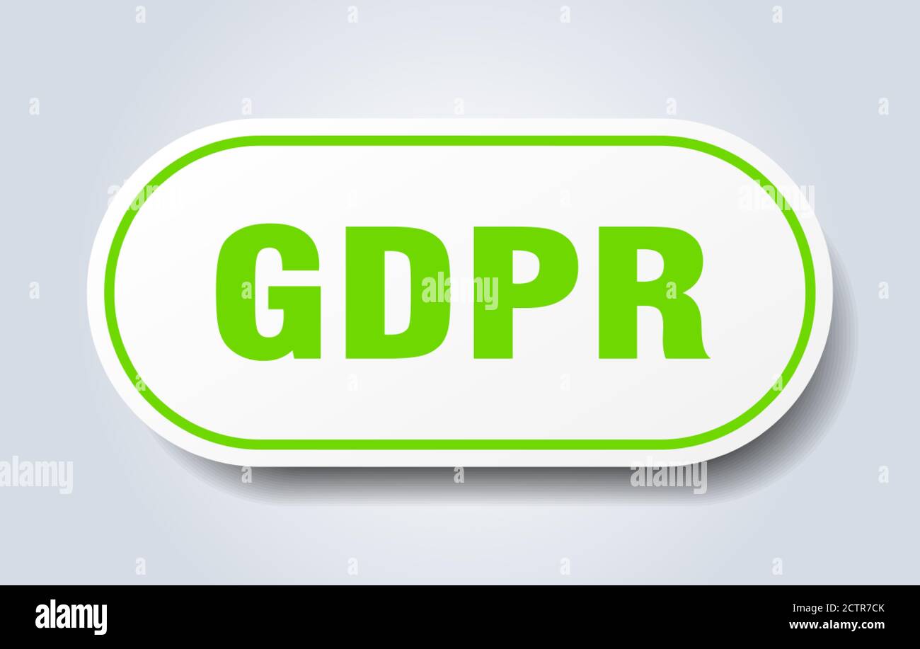gdpr sign. rounded isolated sticker. white button Stock Vector