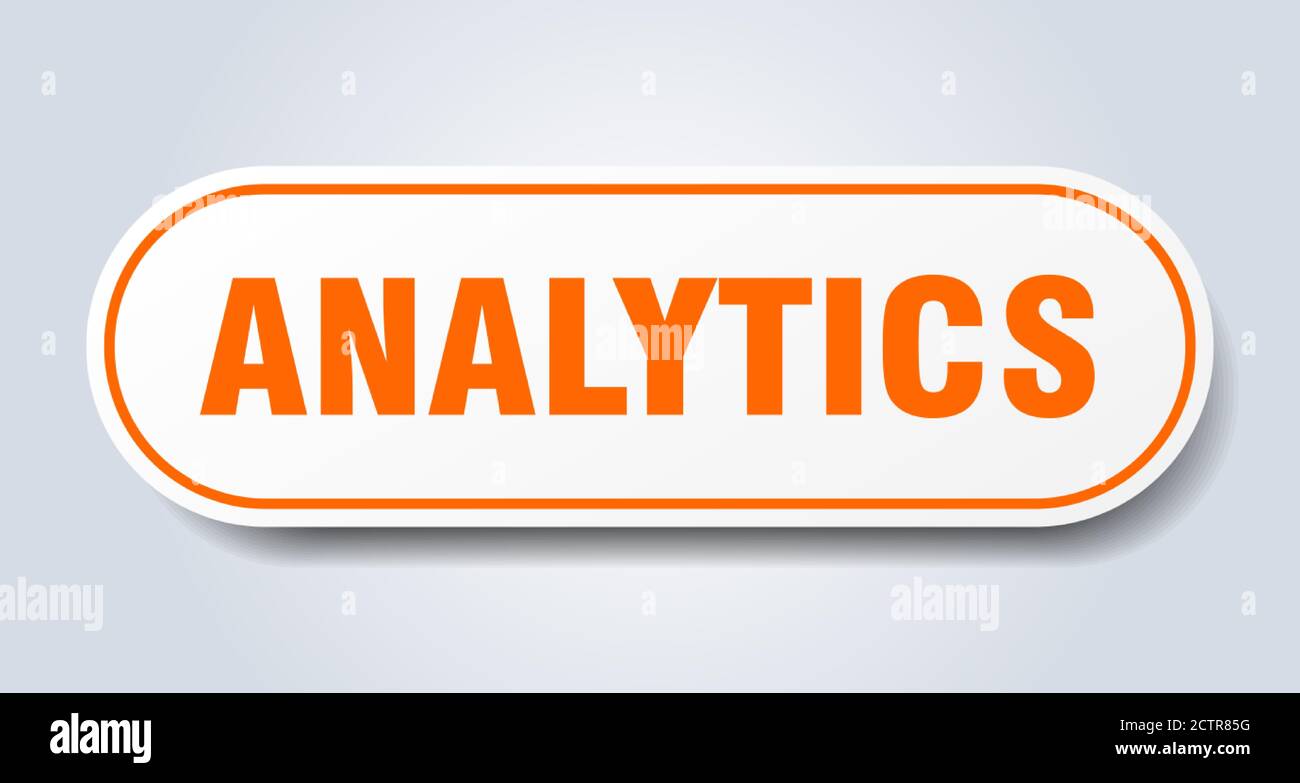 analytics sign. rounded isolated sticker. white button Stock Vector ...