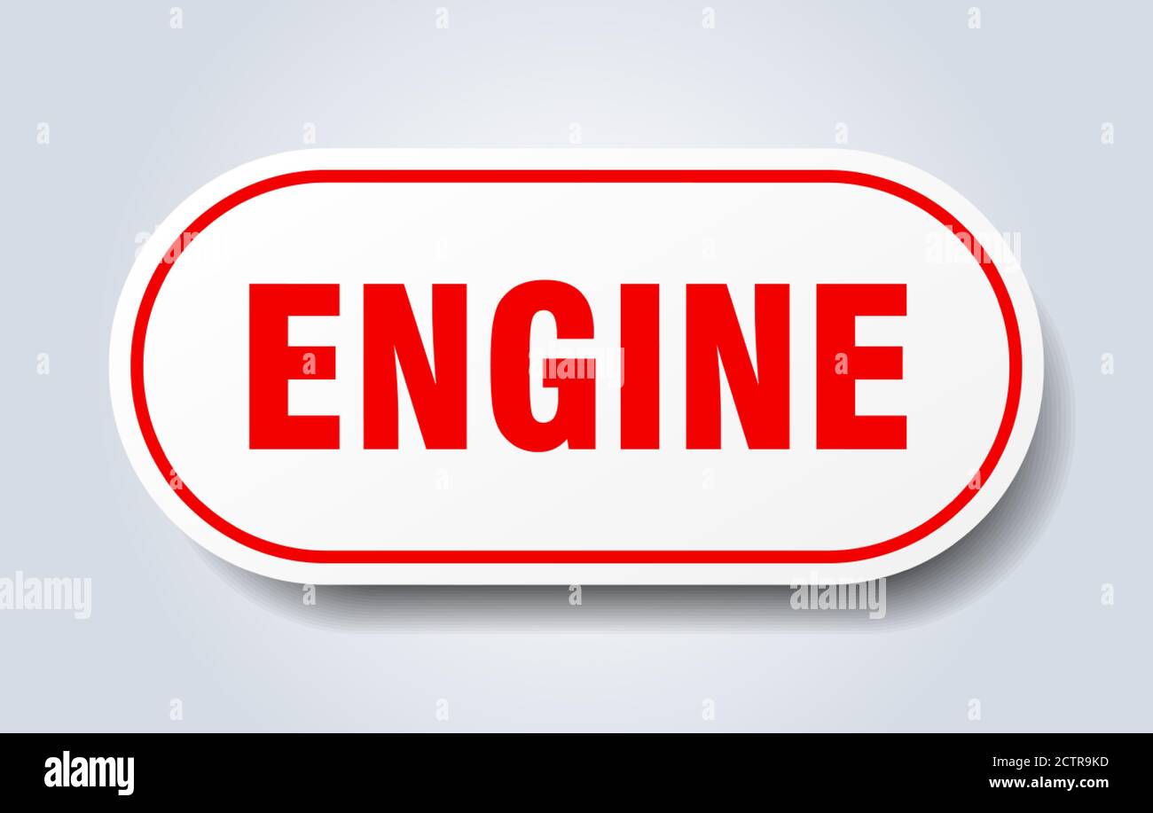 Red Engine Sign engine sign. rounded isolated sticker. white button Stock Vector Image ...