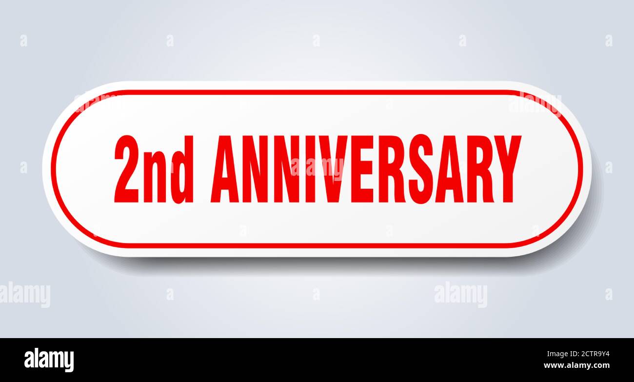 2nd anniversary sign. rounded isolated sticker. white button Stock Vector