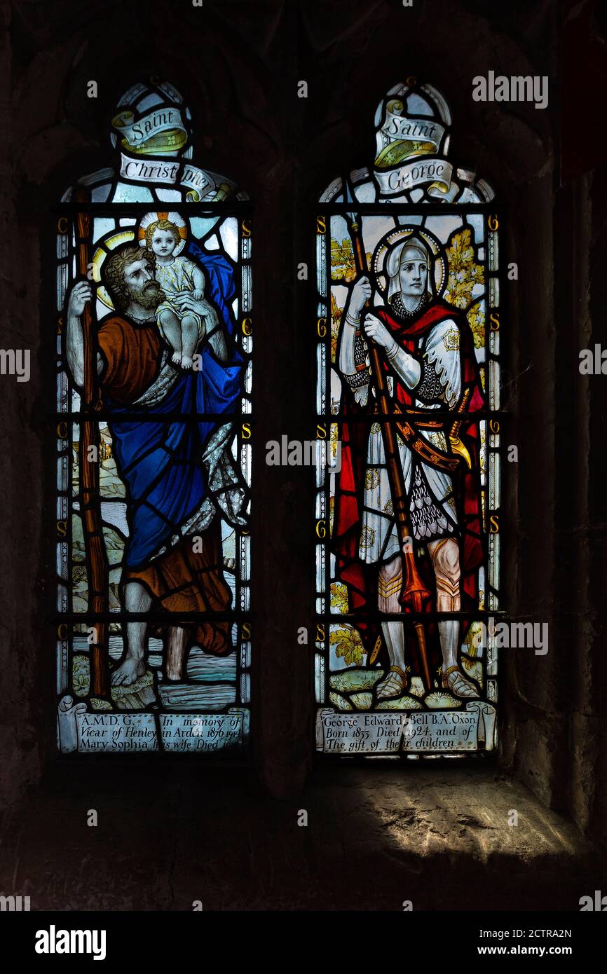 One of the stained glass in  St John the Baptist Church,Henley-in- Arden, Warwichshire,England. Stock Photo