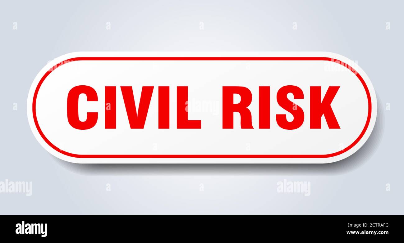 civil risk sign. rounded isolated sticker. white button Stock Vector ...