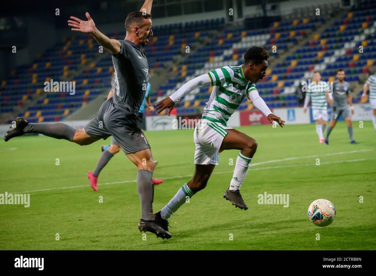 RIGA, LATVIA. 24th September 2020. Roger Jr. (L) vies with Jeremie ...