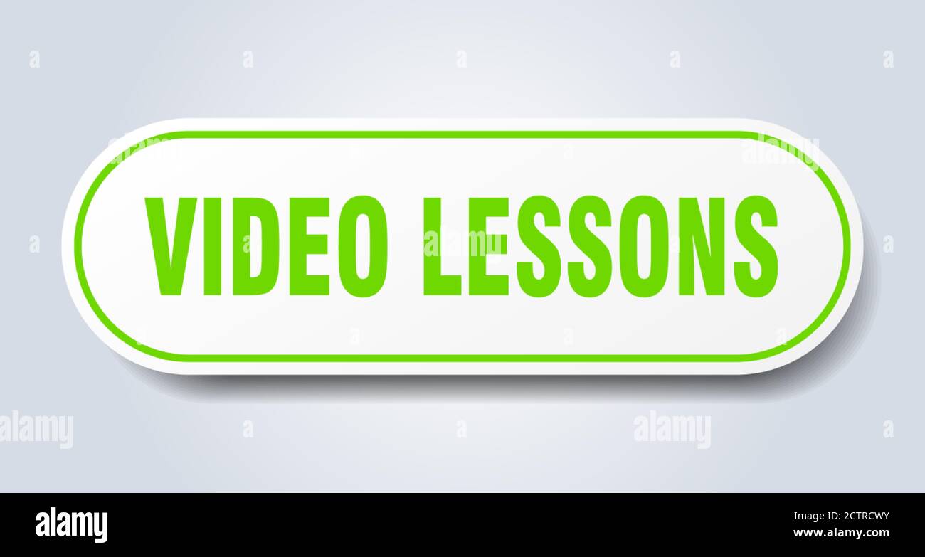 video lessons sign. rounded isolated sticker. white button Stock Vector