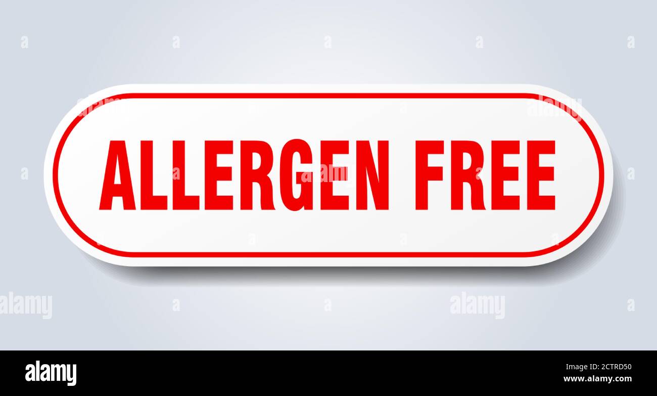 allergen free sign. rounded isolated sticker. white button Stock Vector ...