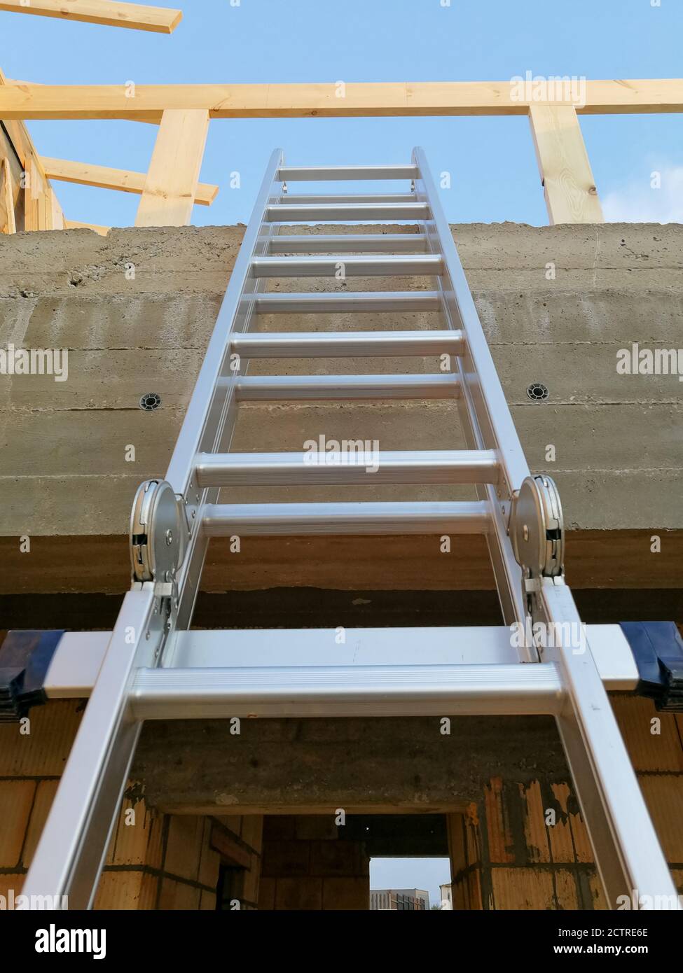 Aluminium ladders for climbing up outdoors in the construction site