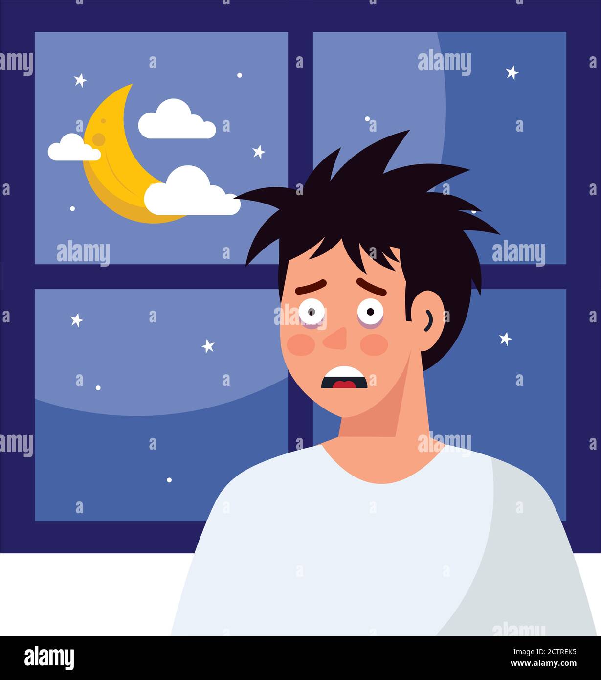 man cartoon with insomnia in front of window with moon vector design Stock  Vector Image & Art - Alamy