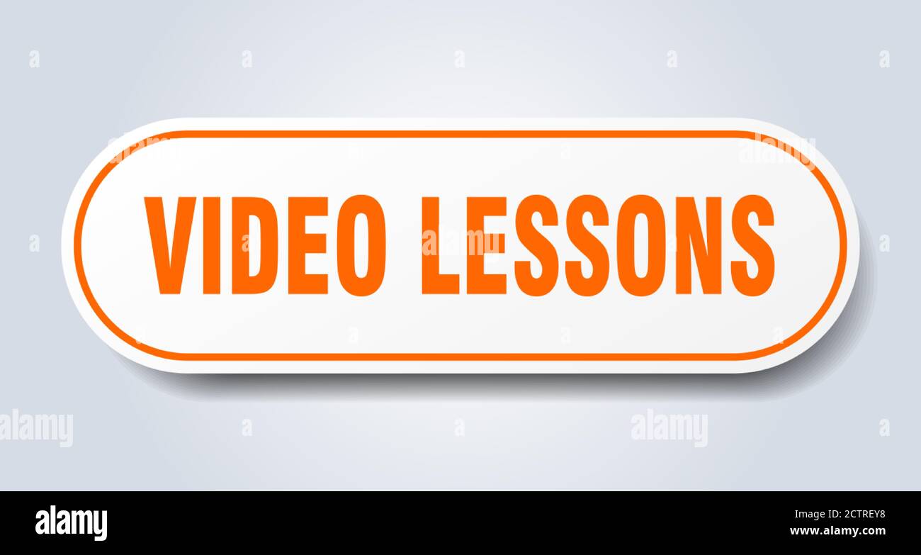 video lessons sign. rounded isolated sticker. white button Stock Vector