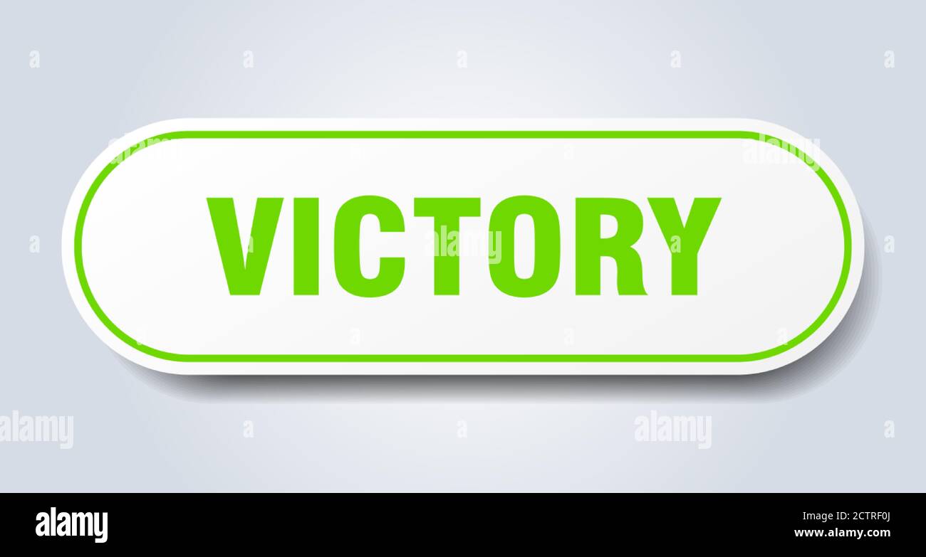 victory sign. rounded isolated sticker. white button Stock Vector Image ...
