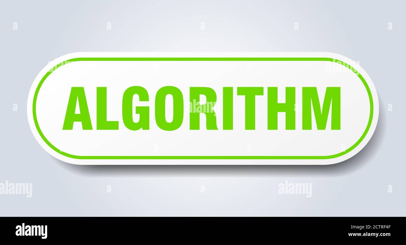 algorithm sign. rounded isolated sticker. white button Stock Vector ...