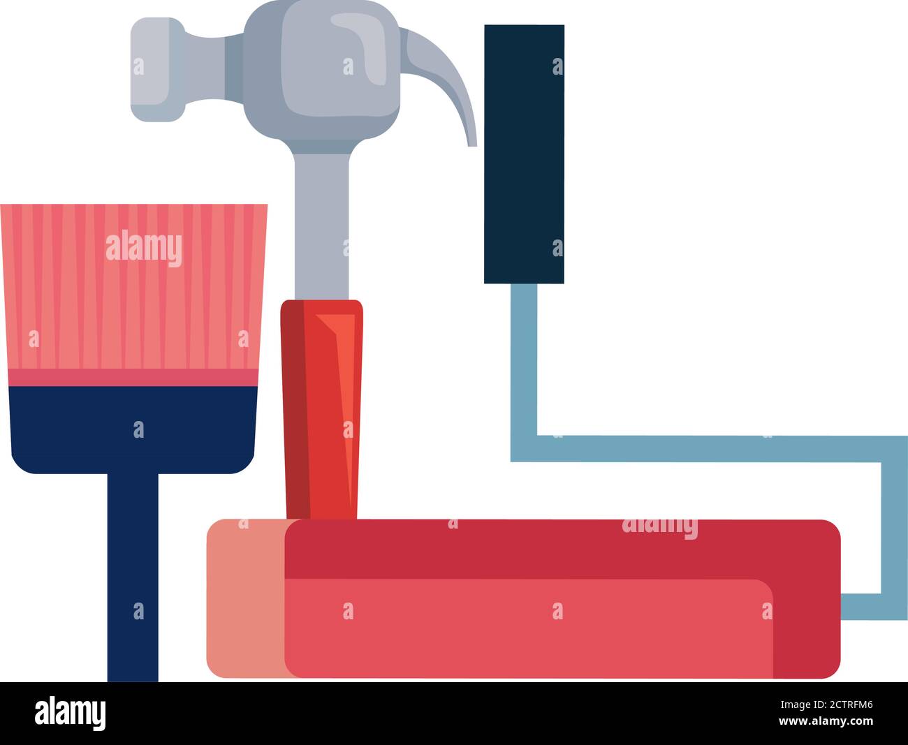 construction hammer paint roll and brush vector design Stock Vector ...