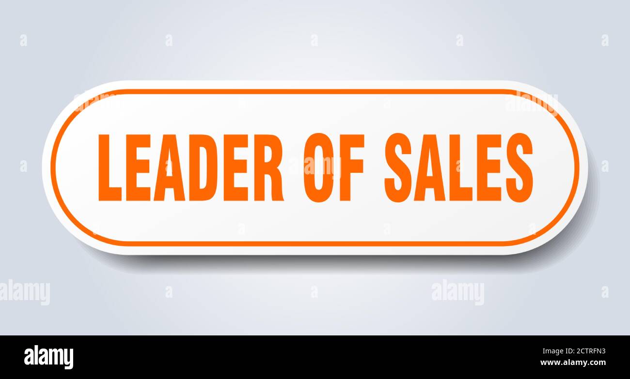 leader of sales sign. rounded isolated sticker. white button Stock ...