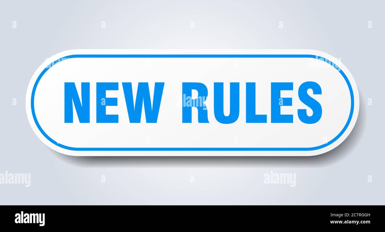 new rules sign. rounded isolated sticker. white button Stock Vector