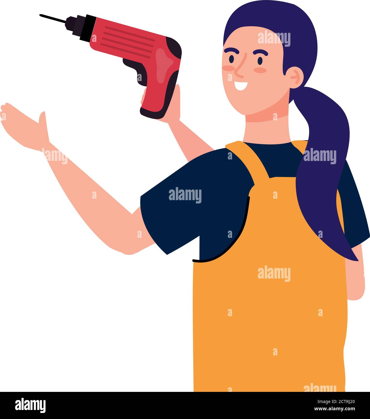 woman cartoon with construction drill vector design Stock Vector Image ...