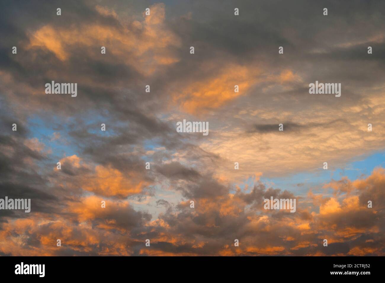 Cumulus congestus clouds with cirrocumulus dramatic clouds Stock Photo