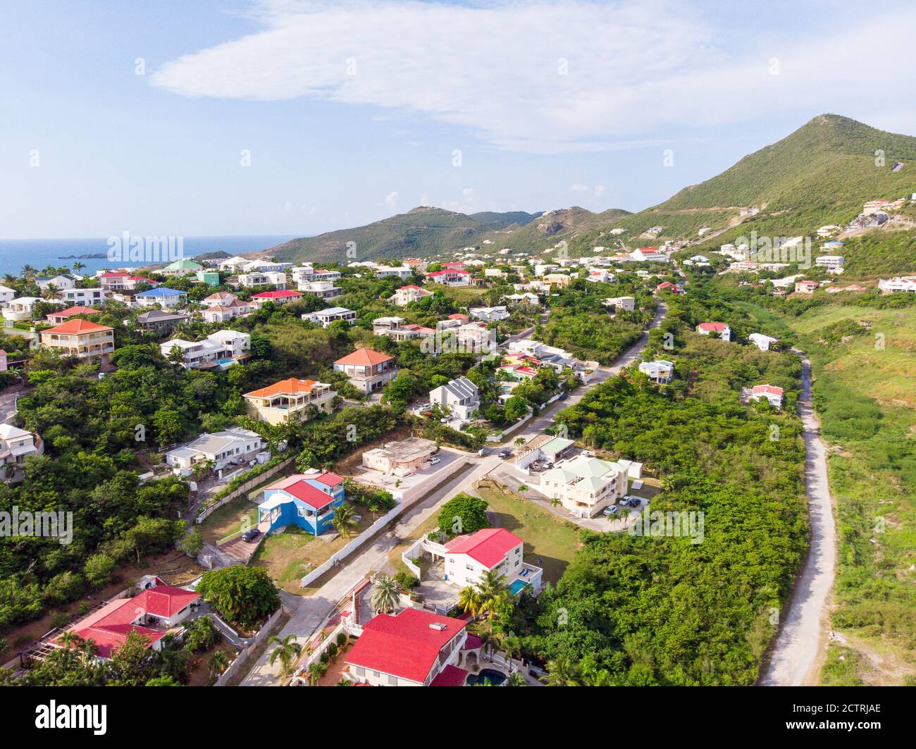 Aerial view of the Caribbean island of Sint maarten /Saint Martin