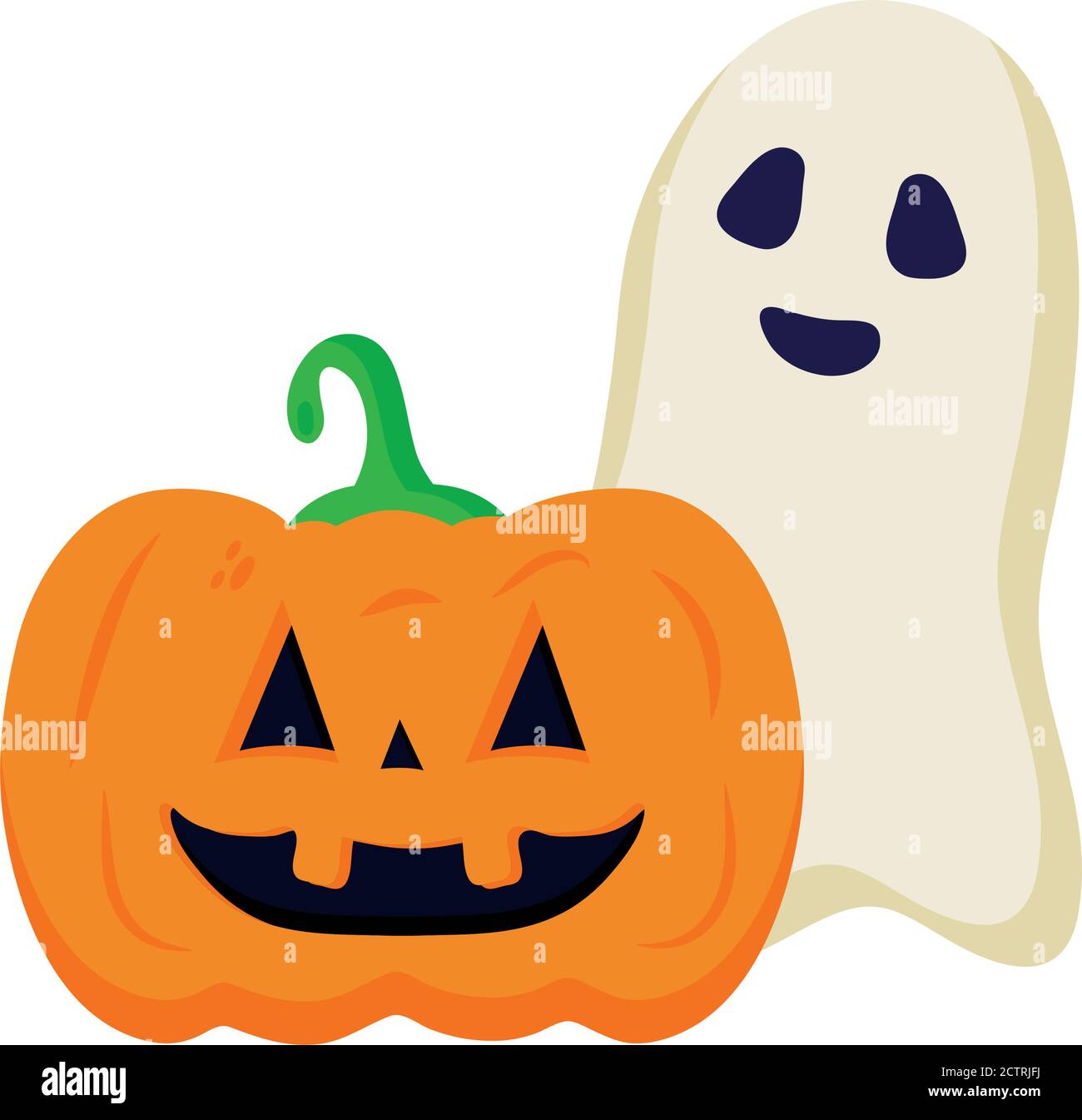 halloween pumpkin and ghots cartoons vector design Stock Vector