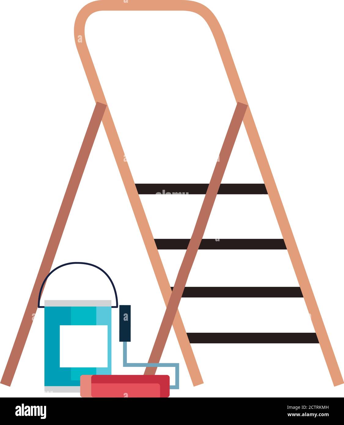 construction paint roll bucket and ladder vector design Stock Vector ...