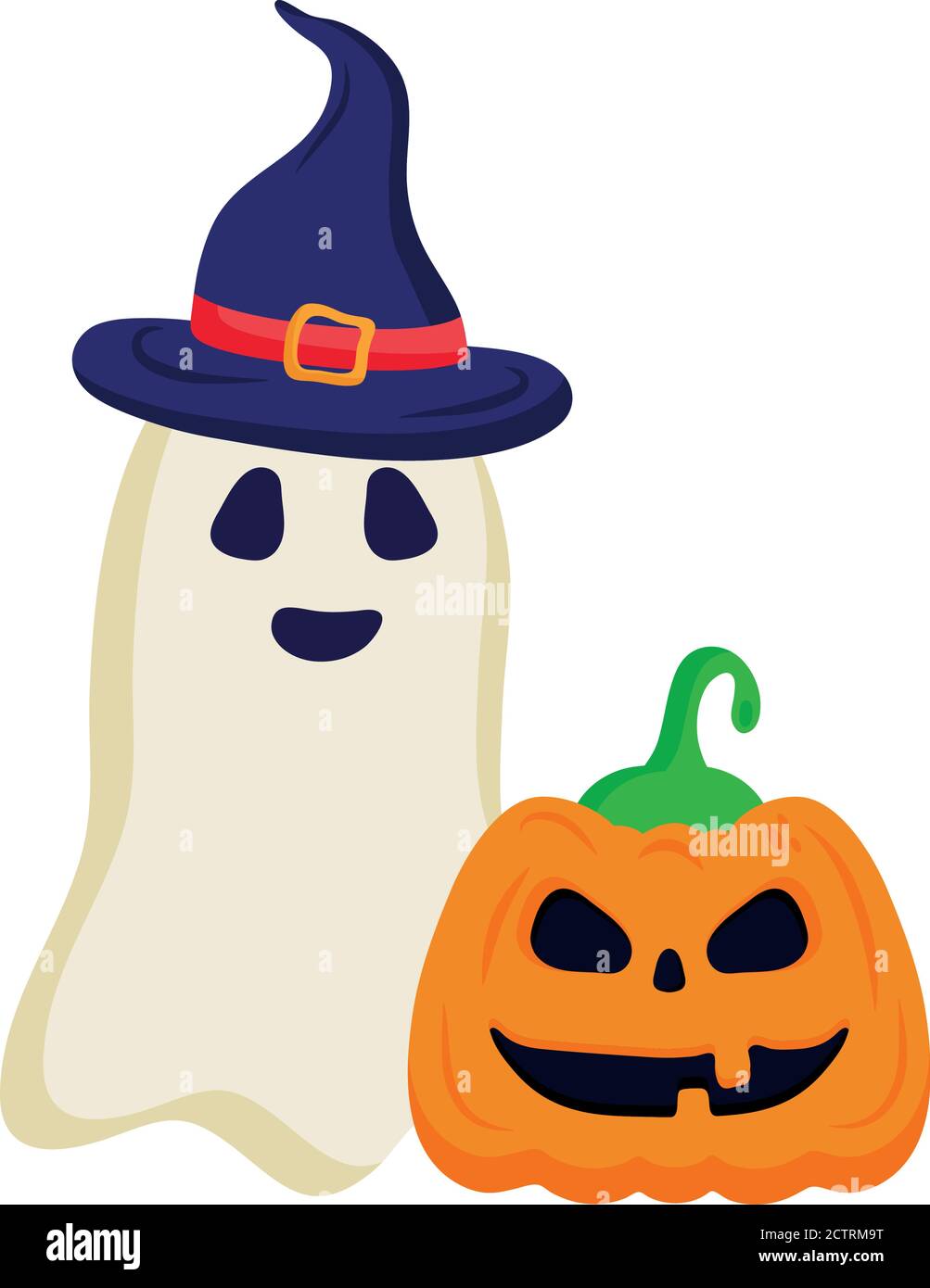 halloween pumpkin and ghots cartoons vector design Stock Vector