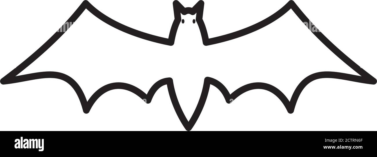 halloween bat icon over white background, line style design, vector ...