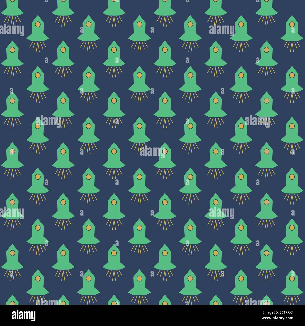 simple spaceships seamless vector pattern Stock Vector