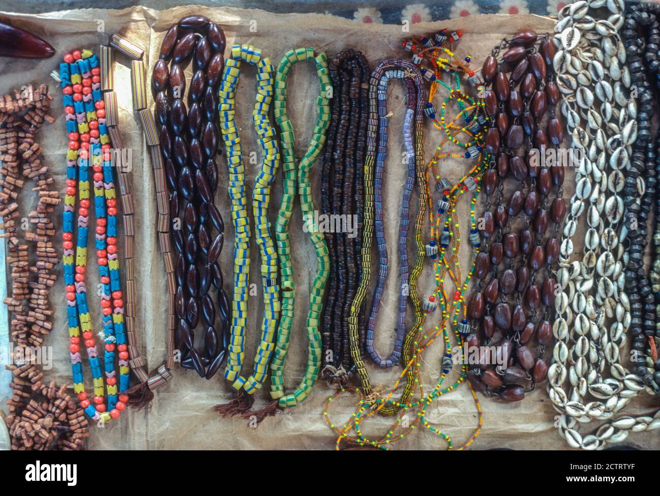 Victoria, Cameroon. Bead Necklaces for Sale in the Market. Stock Photo