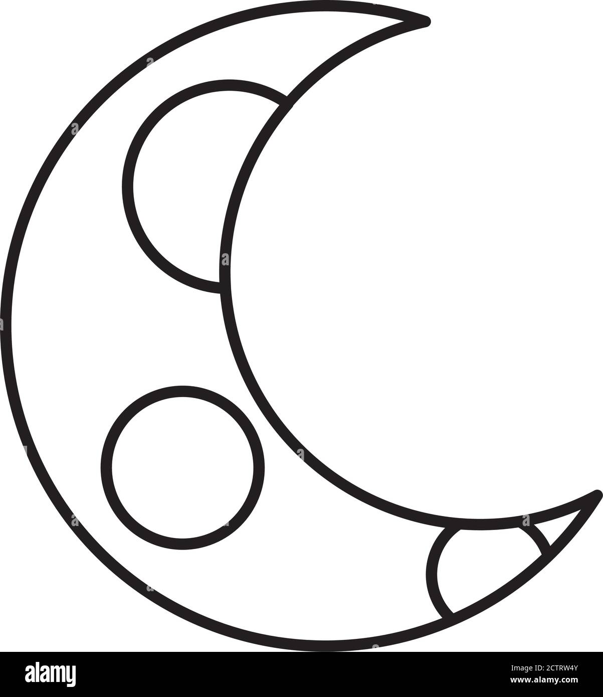 Half Moon Icon Over White Background Line Style Design Vector