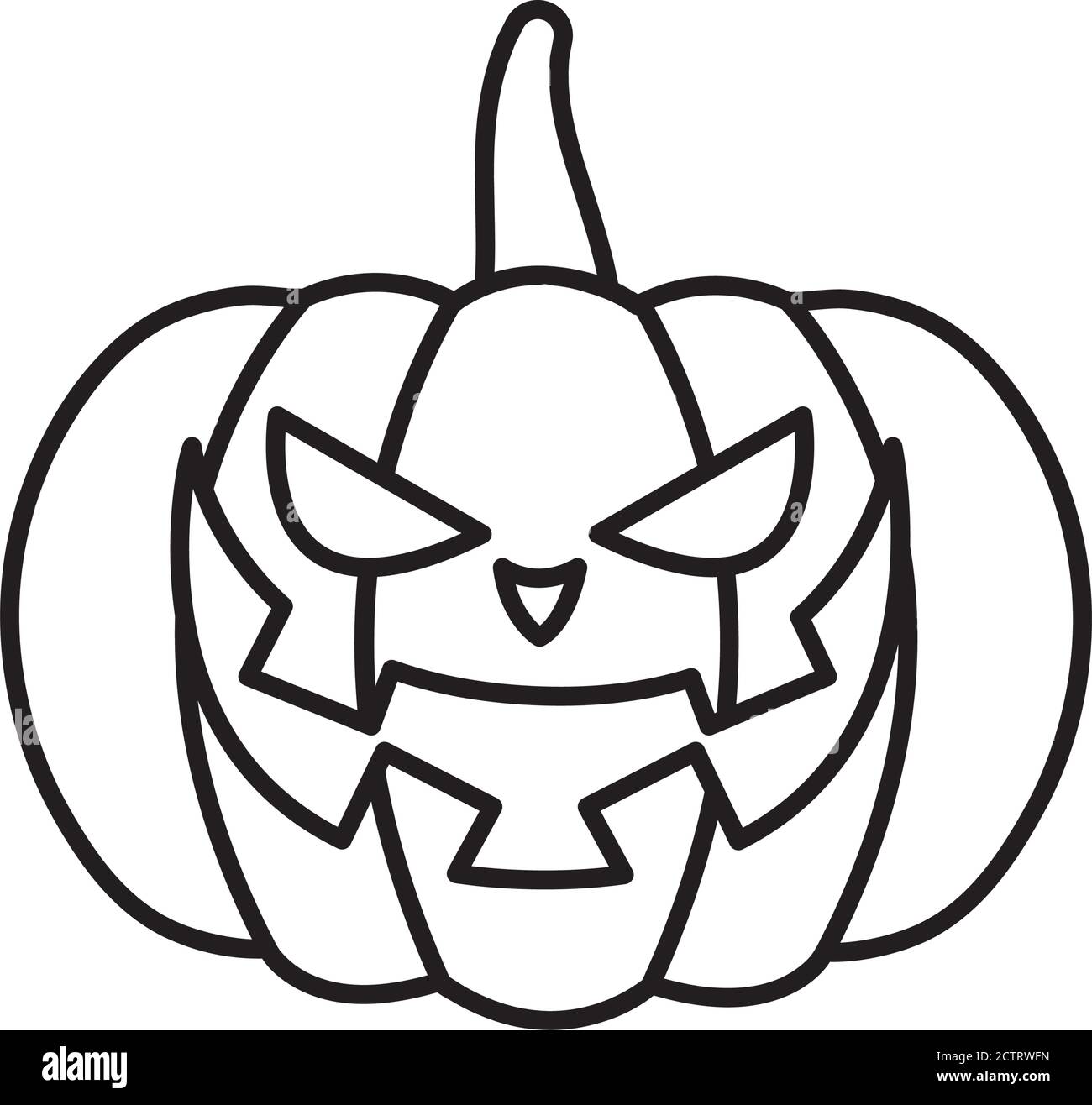 halloween pumpkin icon over white background, line style design, vector ...