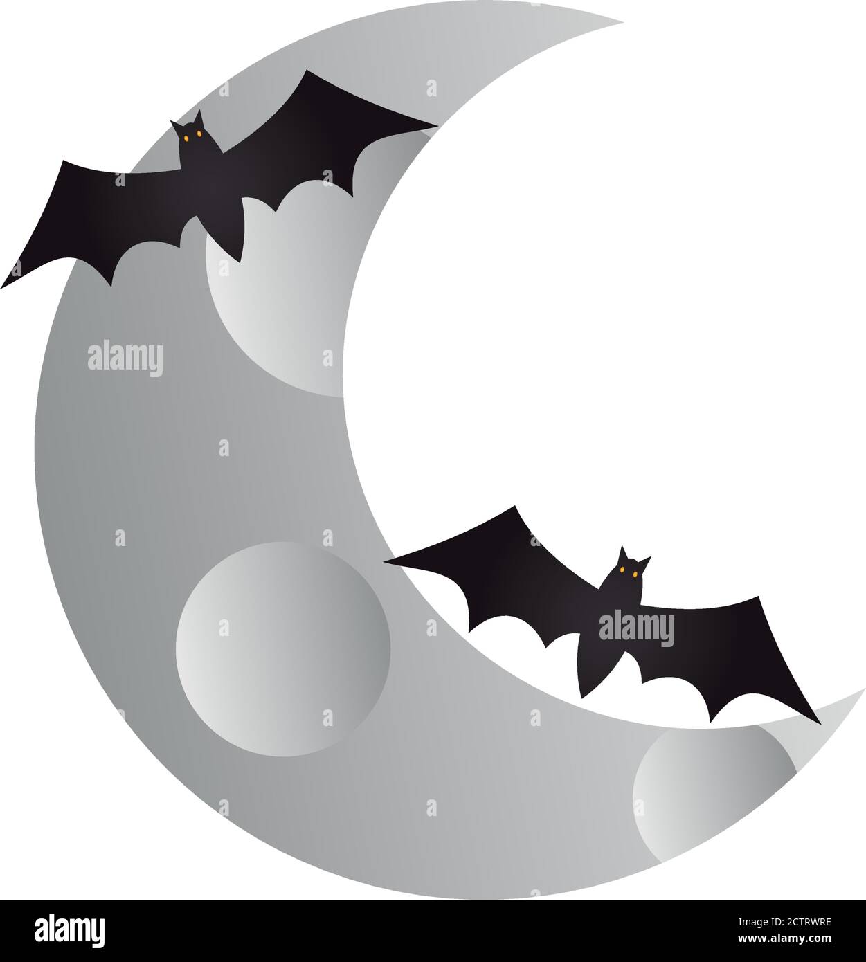 halloween bats and bats over white background, colorful design, vector ...