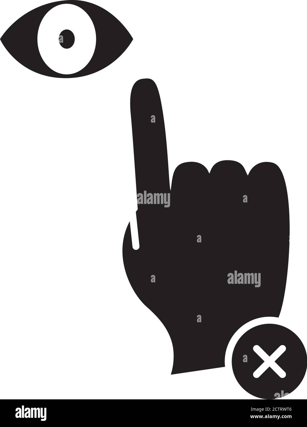 Symbol Of Do Not Touch Your Eyes With The Hands Over White Background Silhouette Style Vector