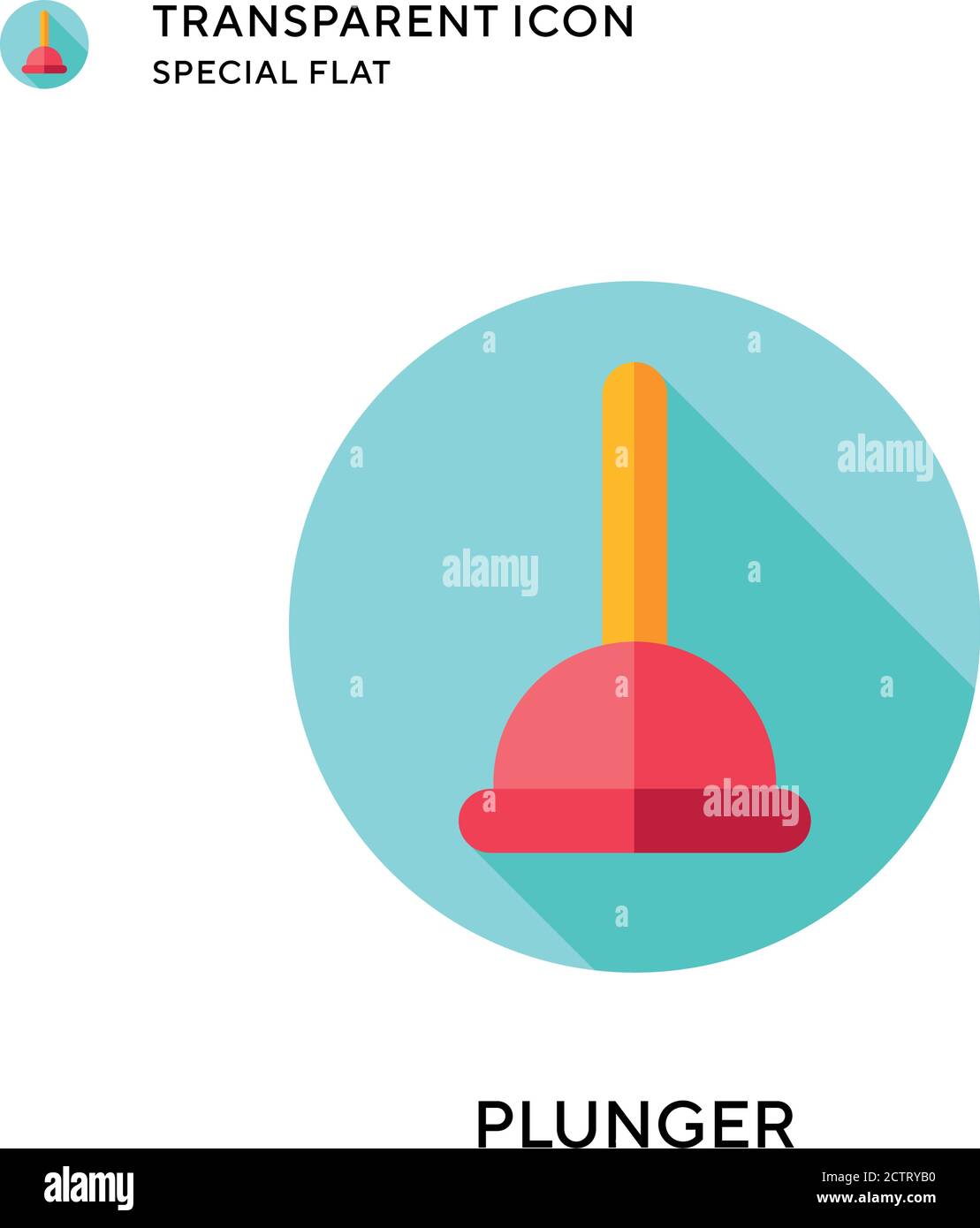 Plunger vector icon. Flat style illustration. EPS 10 vector. Stock Vector