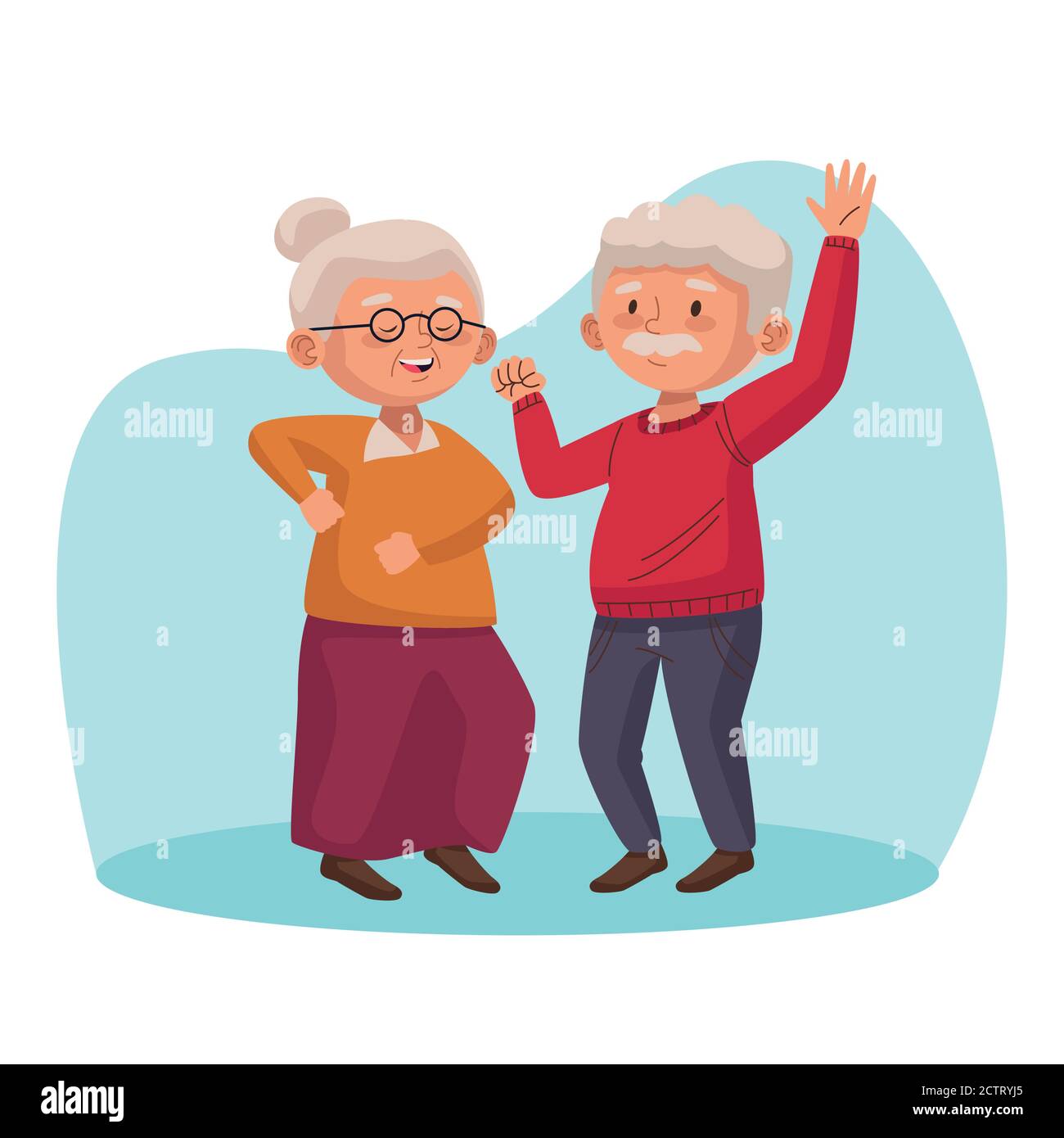 old couple dancing active seniors characters vector illustration design Stock Vector
