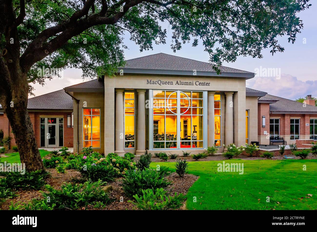 MacQueen Alumni Center is pictured at the University of South Alabama, Aug. 22, 2020, in Mobile, Alabama. Stock Photo