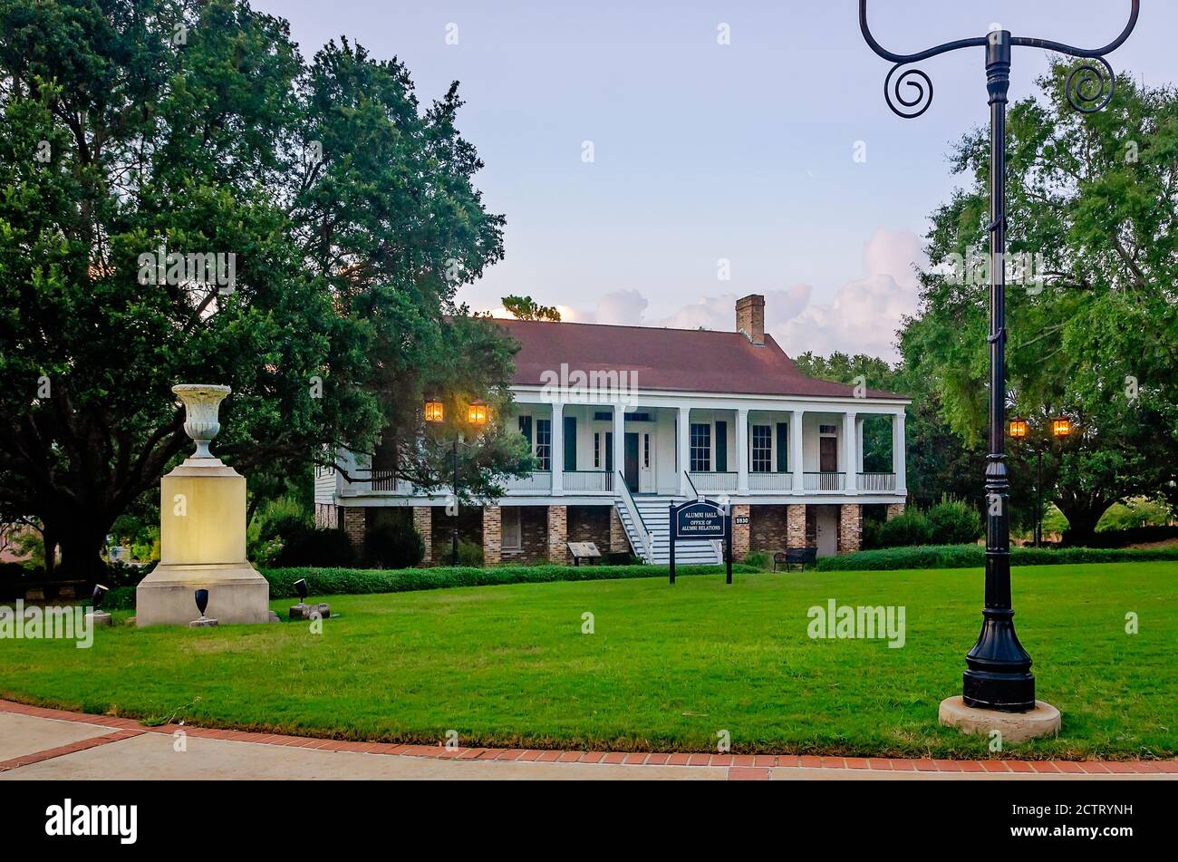 Alumni Hall, which houses the Office of Alumni Relations, is pictured at the University of South Alabama, Aug. 22, 2020, in Mobile, Alabama. Stock Photo