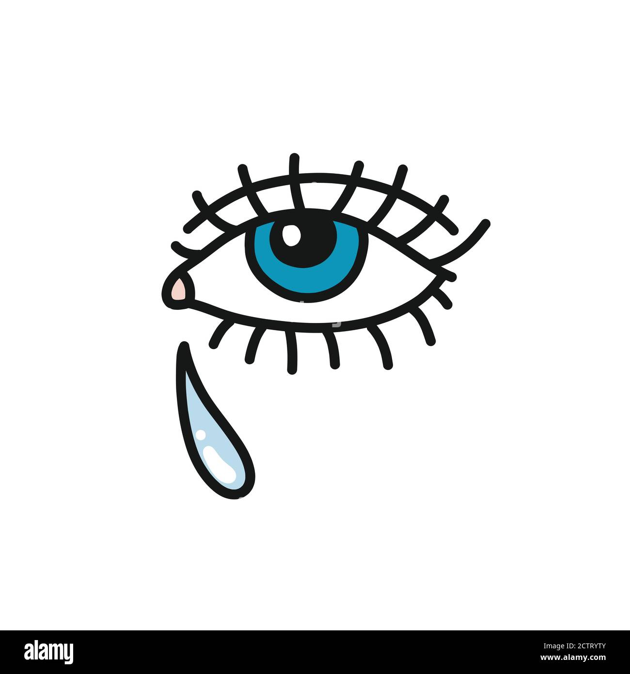crying eye doodle icon, vector illustration Stock Vector Image ...