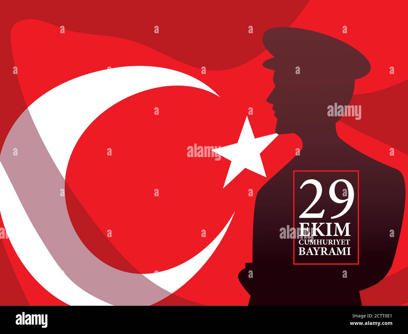 29 ekim cumhuriyet bayrami with turkish flag and ataturk man silhouette design, Turkey and republic theme Vector illustration Stock Vector