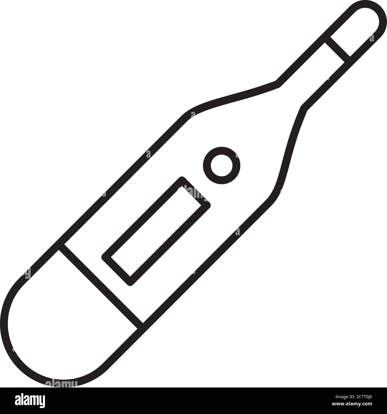 digital thermometer icon over white background, line style, vector