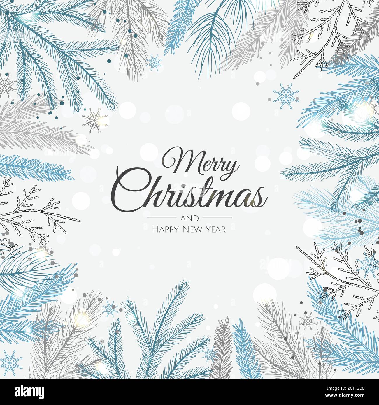 Merry Christmas greeting card with new years tree. Vector holiday ...