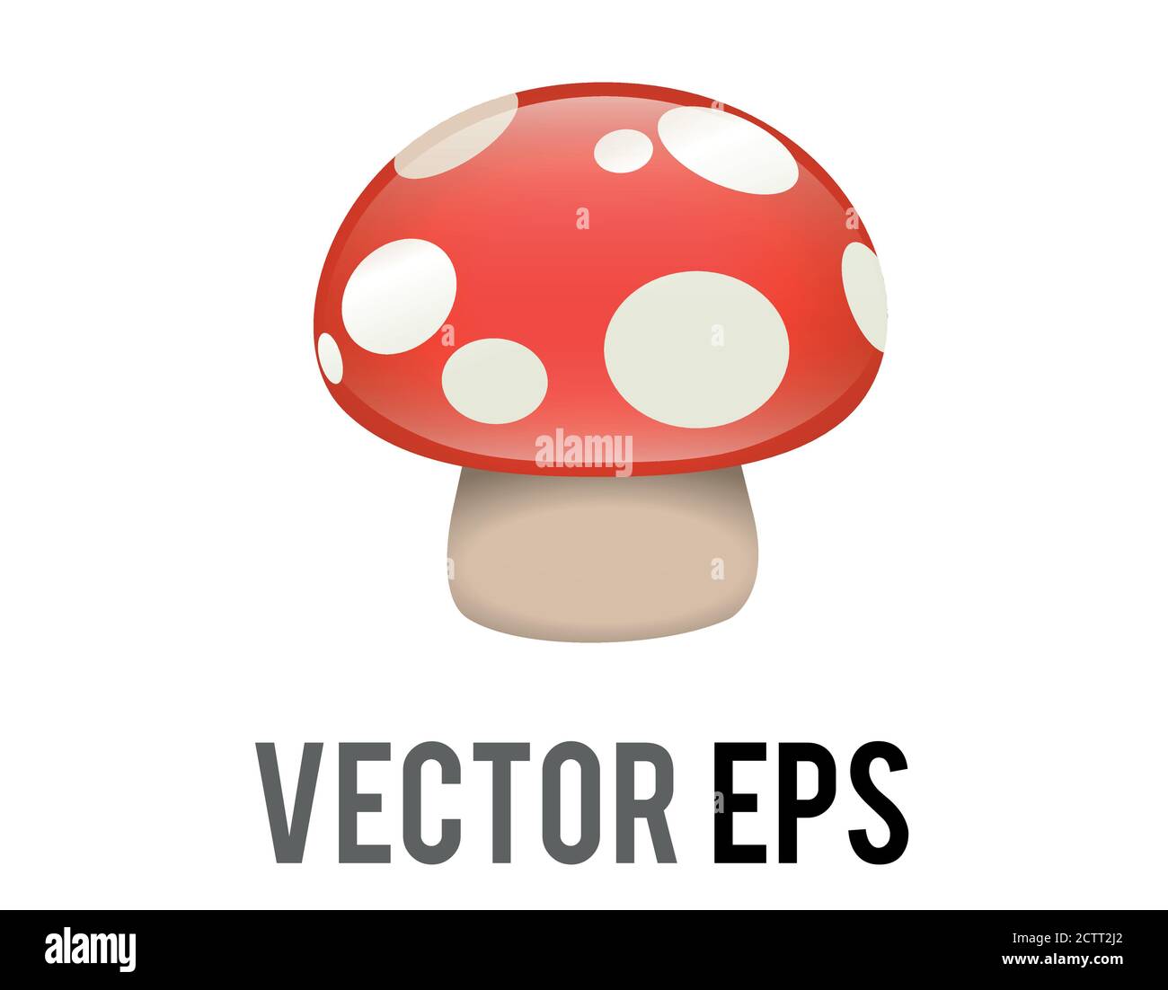The isolated vector edible fungus of mushroom icon, depicted as toadstool with white spotted red cap, stem Stock Vector