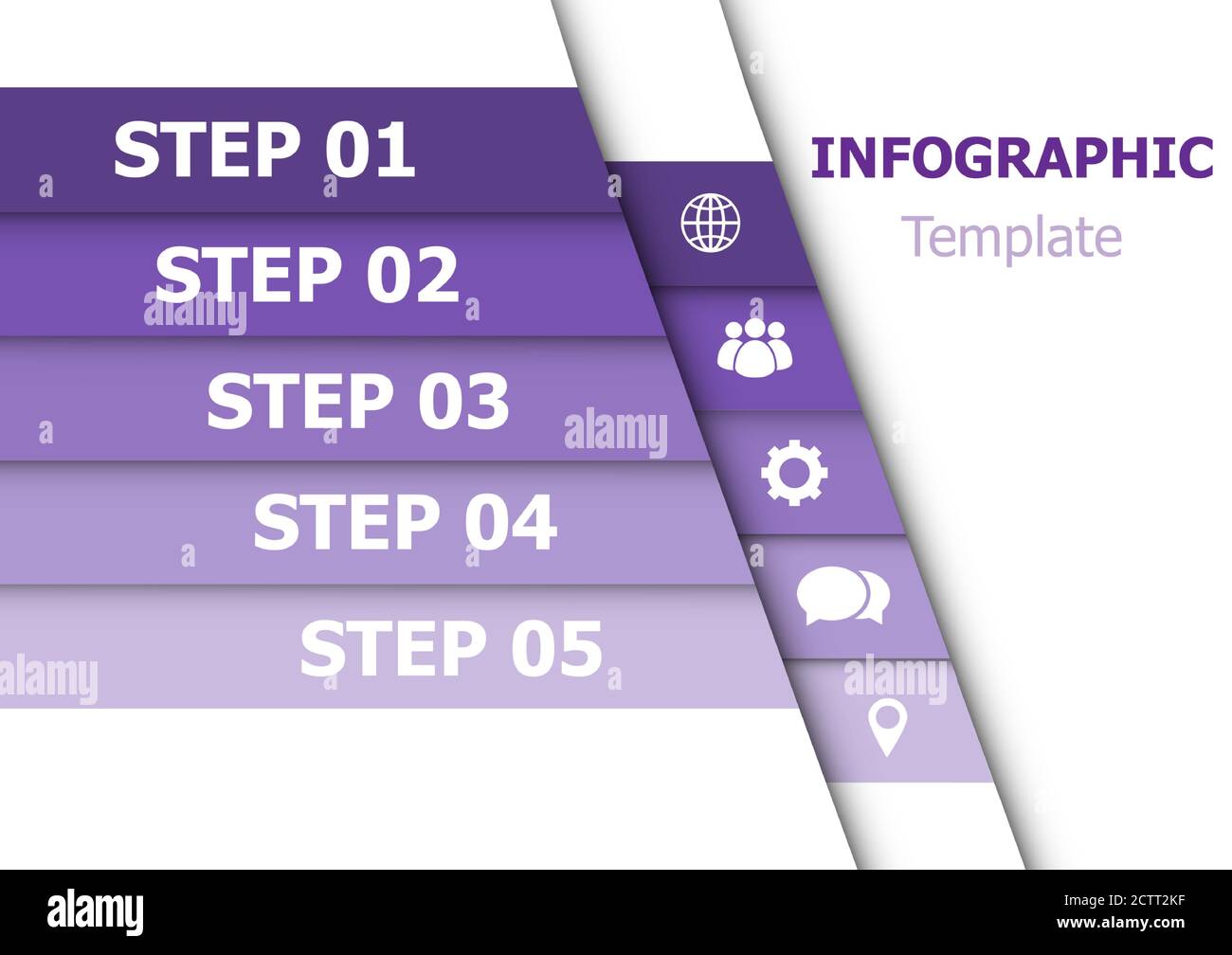 Infographic design template with 5 purple, stock vector Stock Vector