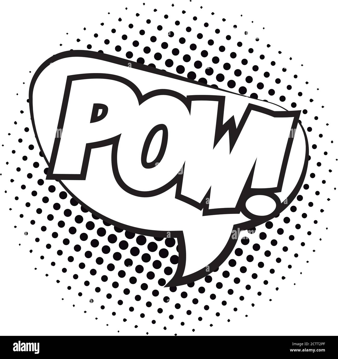 speech bubble with pow word pop art line style vector illustration ...